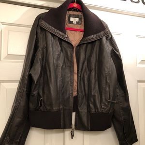 Cato Distressed Faux Leather Bomber Jacket